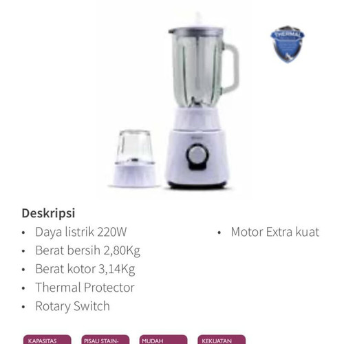 Kirin Blender 1 Liter Gelas 2 in 1 - KBB-240GL